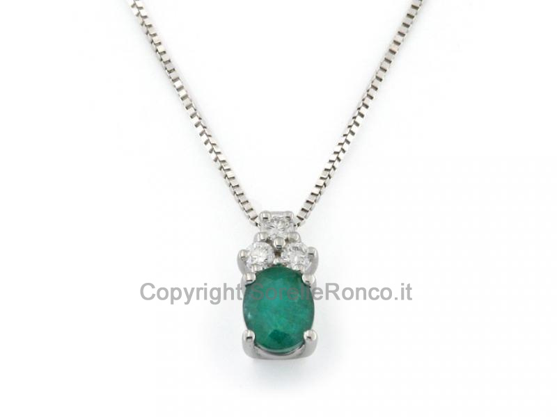 COLLANA CON SMERALDO E DIAMANTI