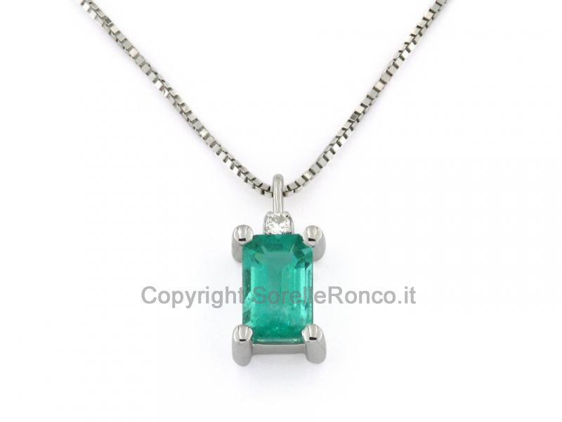 COLLANA CON SMERALDO E DIAMANTI