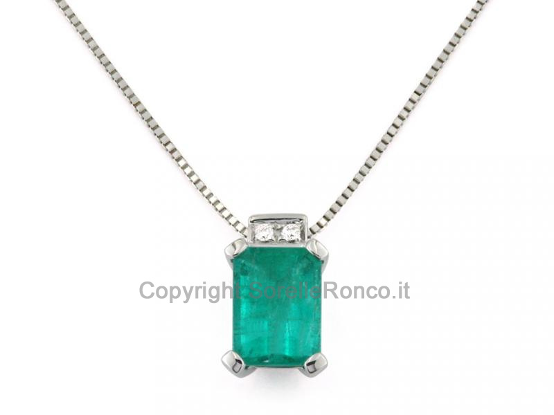 COLLANA CON SMERALDO E DIAMANTI