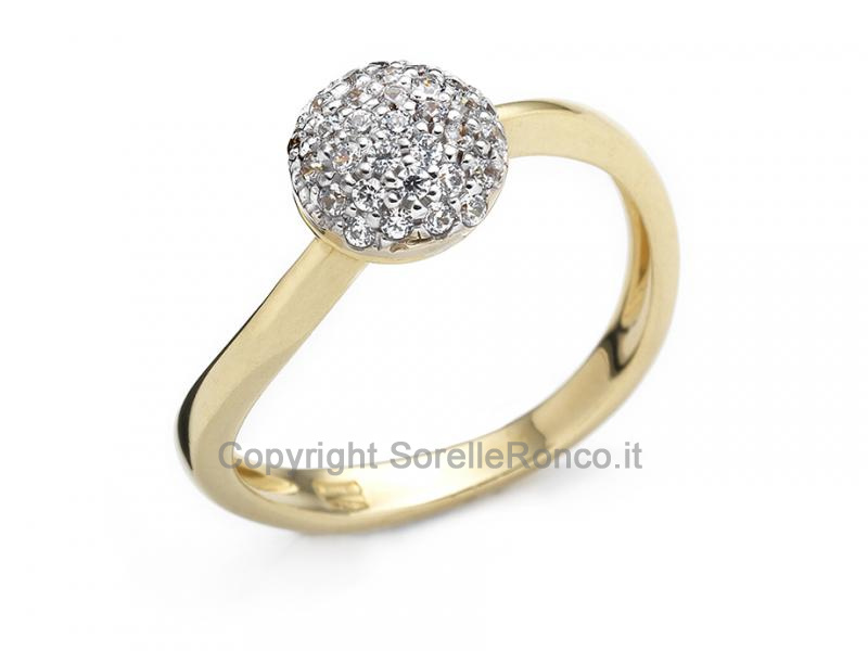 ANELLO ORO GIALLO PAVÉ ZIRCONI