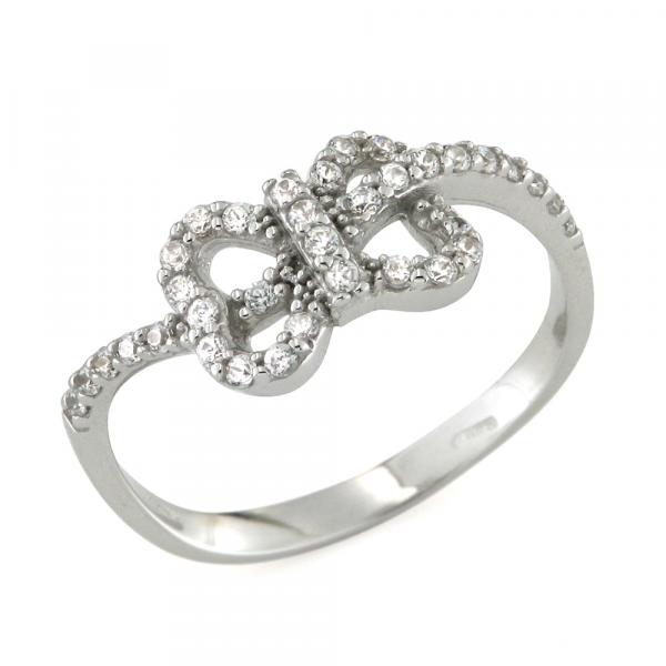 CF01531 - Anello a Fiocco in Oro Bianco 18 Kt e Zirconi 