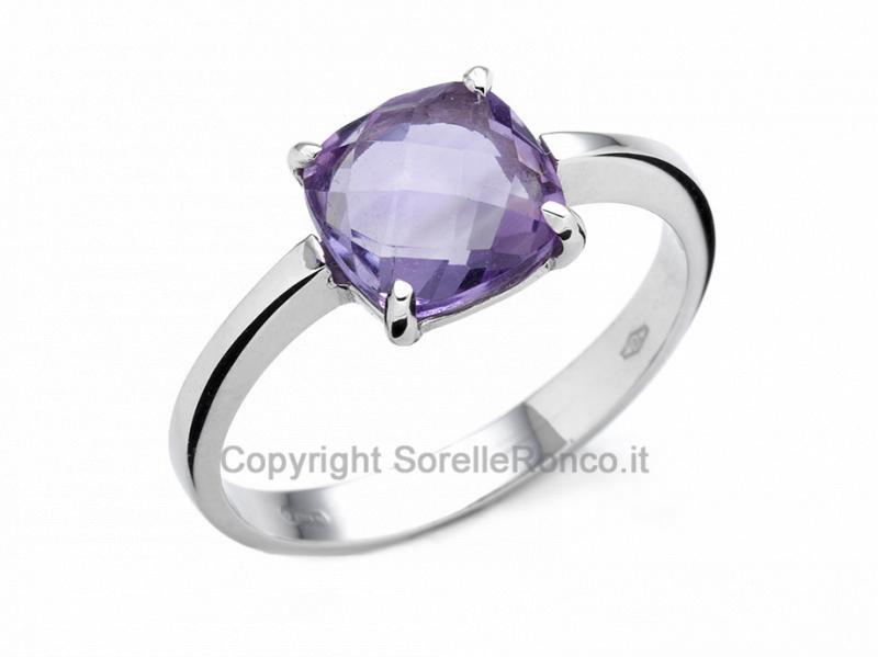 ANELLO IN ORO BIANCO E ZIRCONE VIOLA