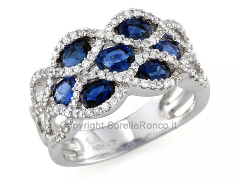 Anello con diamanti e zaffiri