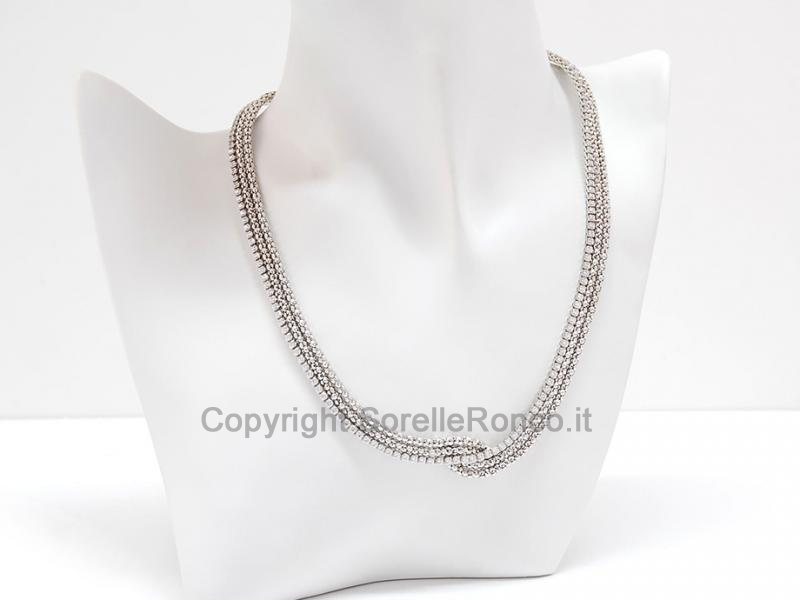 COLLANA ORO BIANCO 18 KT E ZIRCONI