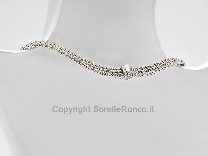 COLLANA ORO BIANCO 18 KT E ZIRCONI