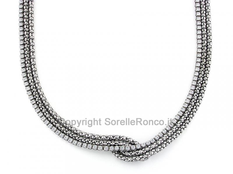 COLLANA ORO BIANCO 18 KT E ZIRCONI
