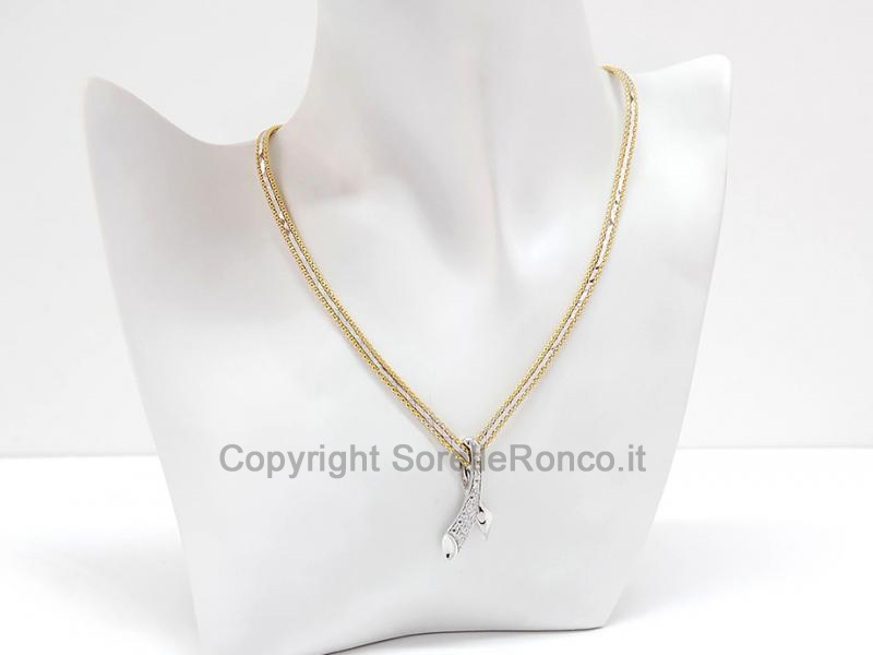 GIROCOLLO IN ORO BICOLOR CON ZIRCONI