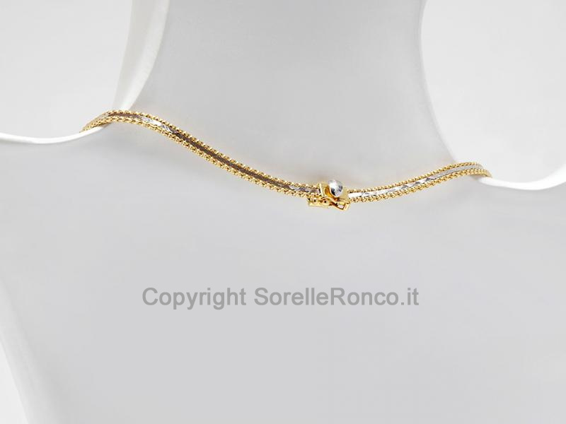 GIROCOLLO IN ORO BICOLOR CON ZIRCONI