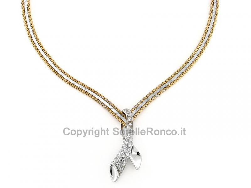 GIROCOLLO IN ORO BICOLOR CON ZIRCONI