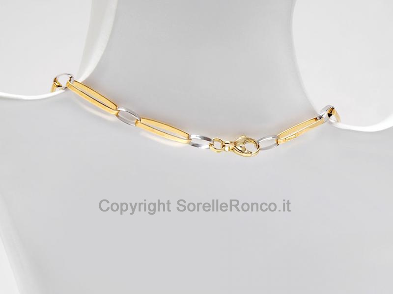 COLLANA OVALI IN ORO BICOLOR