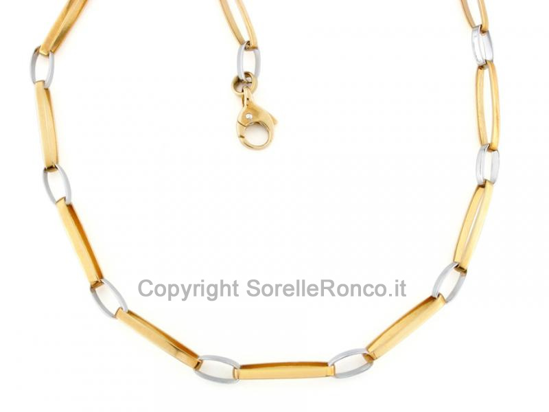 COLLANA OVALI IN ORO BICOLOR