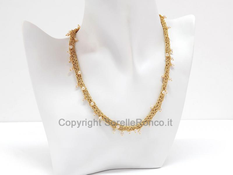 GIROCOLLO IN ORO GIALLO E PERLE Ø 3 MM