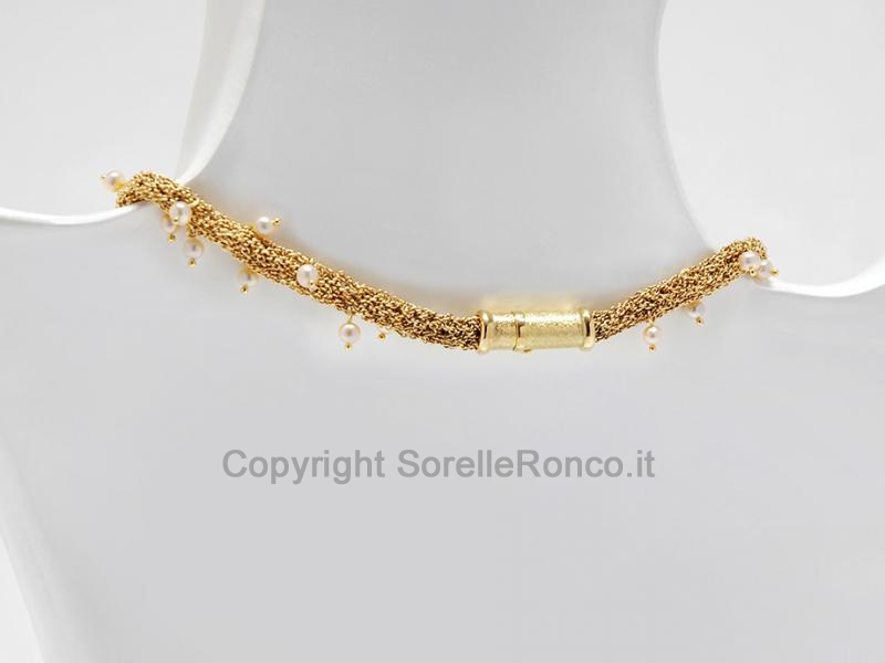 GIROCOLLO IN ORO GIALLO E PERLE Ø 3 MM