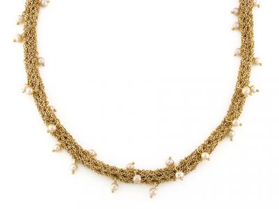 Girocollo in Oro Giallo e Perle ø 3 mm