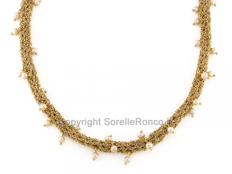 GIROCOLLO IN ORO GIALLO E PERLE Ø 3 MM