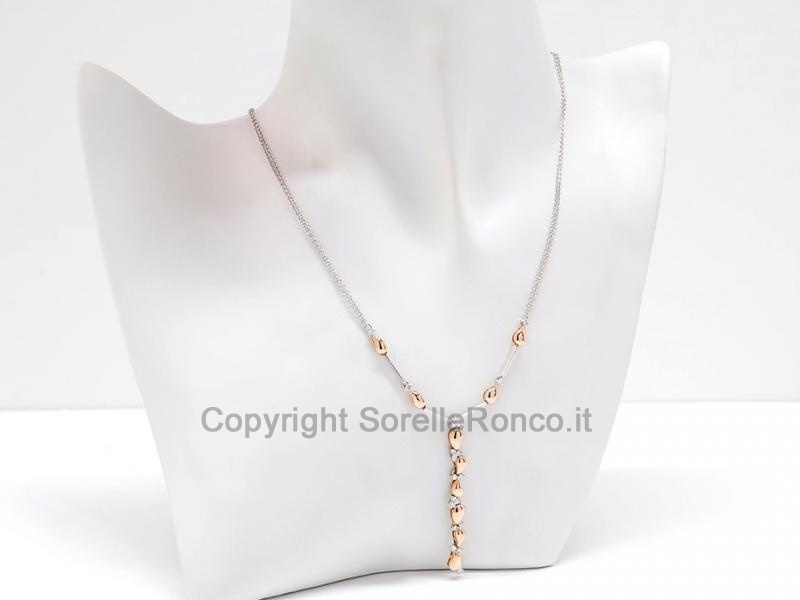 COLLANA ORO BIANCO E ROSA  CON DIAMANTI