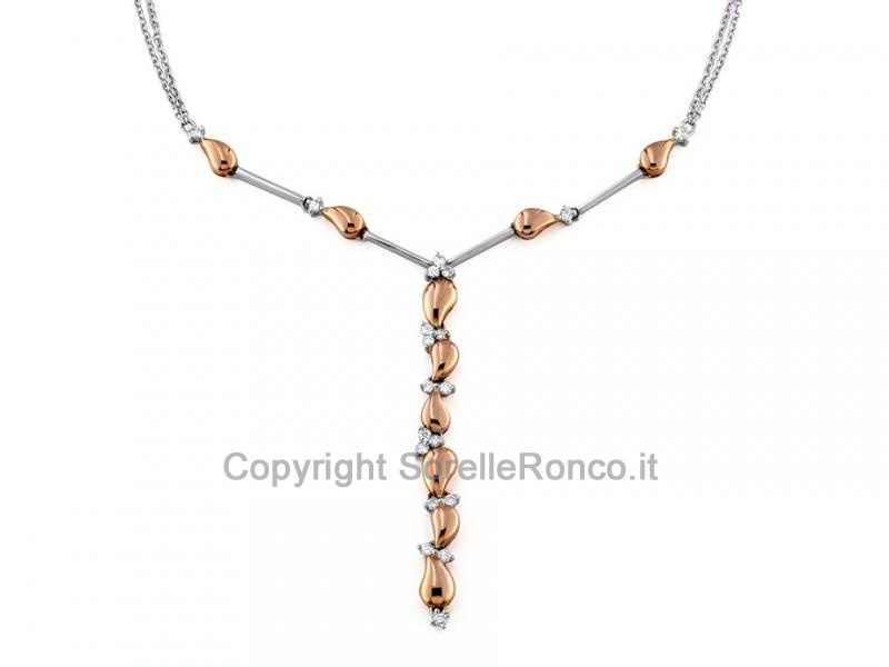 COLLANA ORO BIANCO E ROSA  CON DIAMANTI