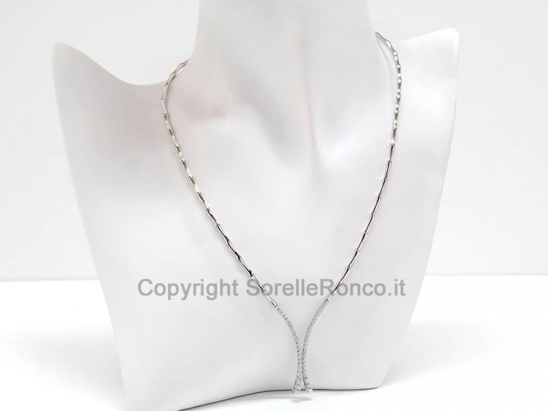 GIROCOLLO ORO BIANCO 18 KT  CON DIAMANTI