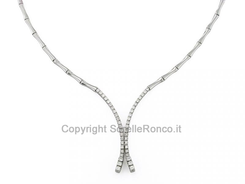 GIROCOLLO ORO BIANCO 18 KT  CON DIAMANTI