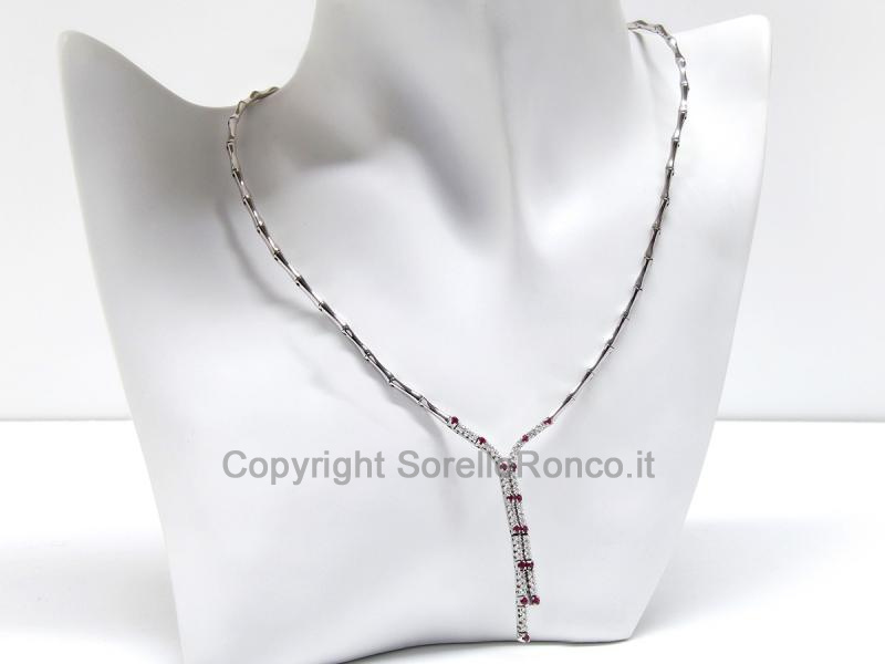 COLLANA ORO BIANCO 18 KT  CON DIAMANTI