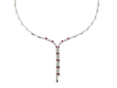 Collana Oro Bianco 18 Kt  con Diamanti