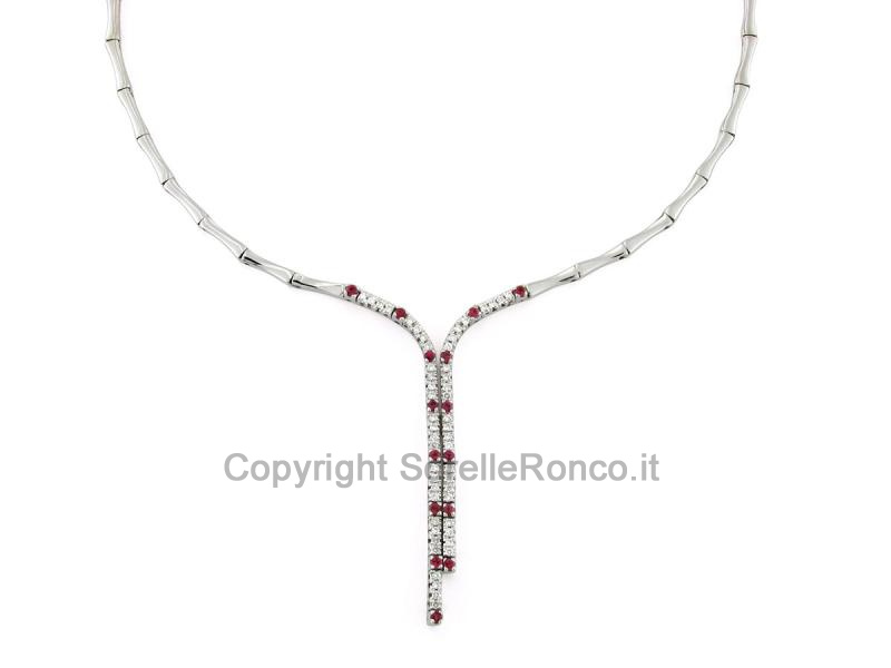 COLLANA ORO BIANCO 18 KT  CON DIAMANTI