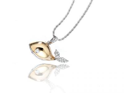 Collana Pendente Balena e Diamanti