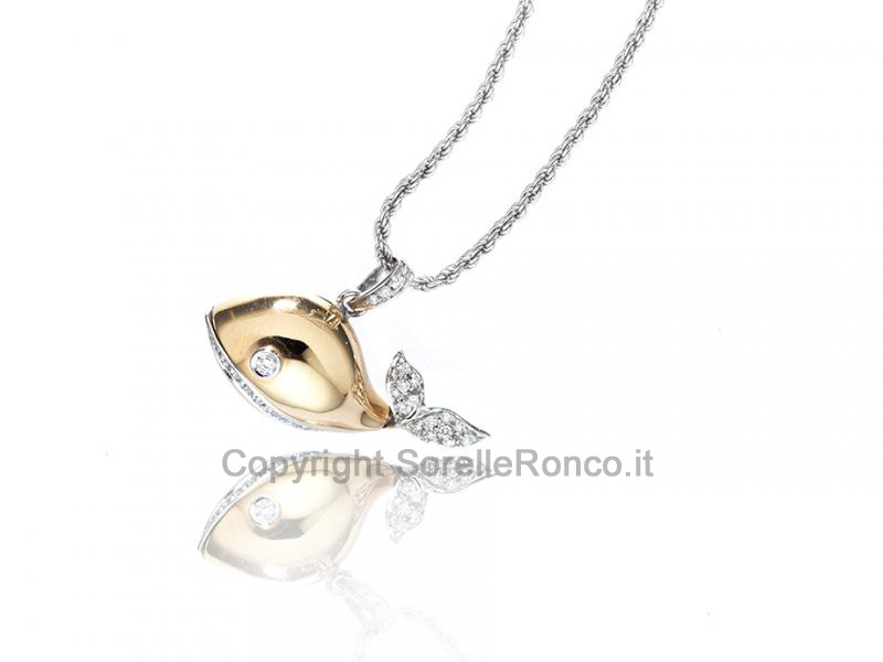 COLLANA PENDENTE BALENA E DIAMANTI