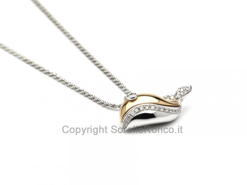 COLLANA PENDENTE BALENA E DIAMANTI