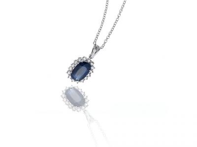 Collana con Diamante e Zaffiro 0.30 Ct