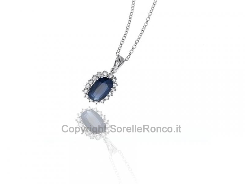 COLLANA CON DIAMANTE E ZAFFIRO 0.30 CT