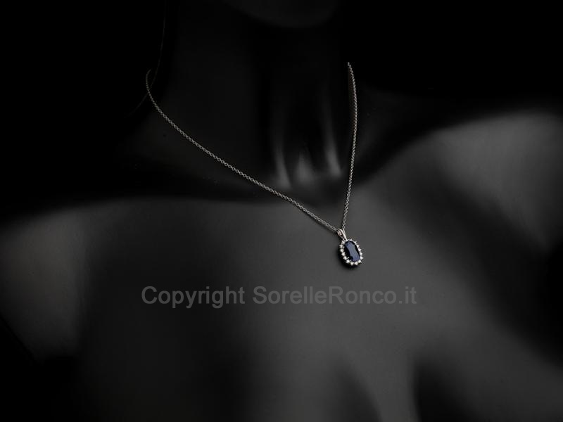 COLLANA CON DIAMANTE E ZAFFIRO 0.30 CT