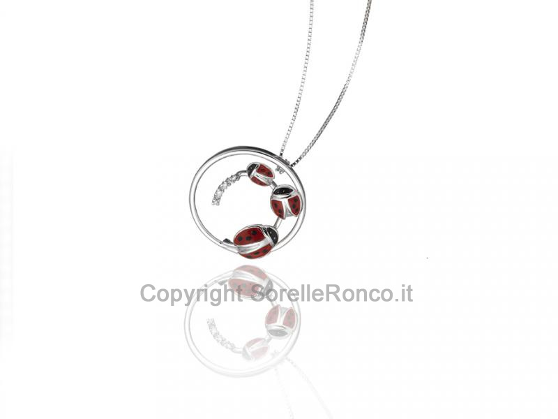 COLLANA COCCINELLA E DIAMANTI 0.02 CT