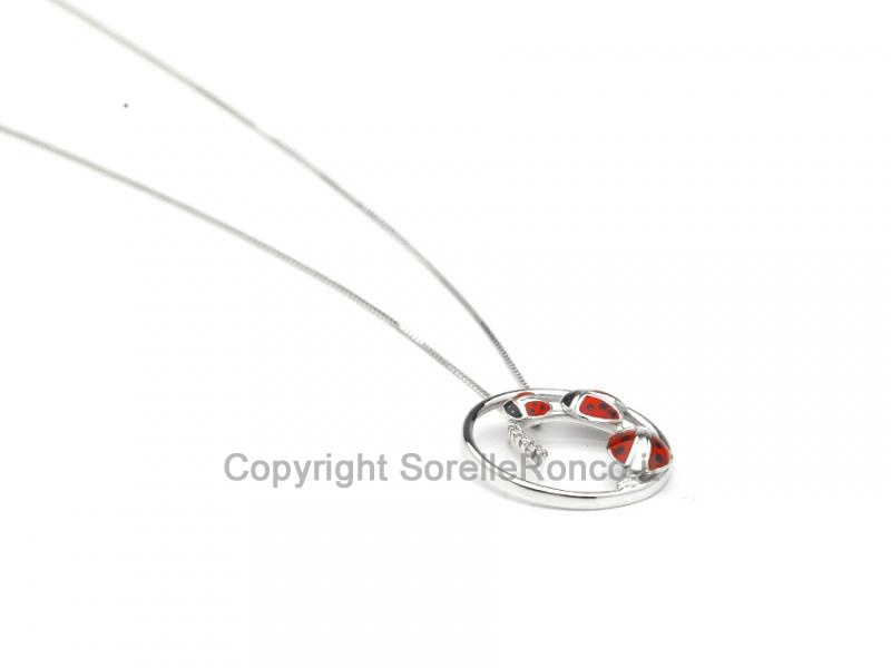 COLLANA COCCINELLA E DIAMANTI 0.02 CT