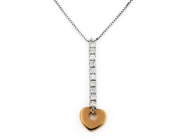 CF01647 - Collana con Pendente Cuore e Diamanti