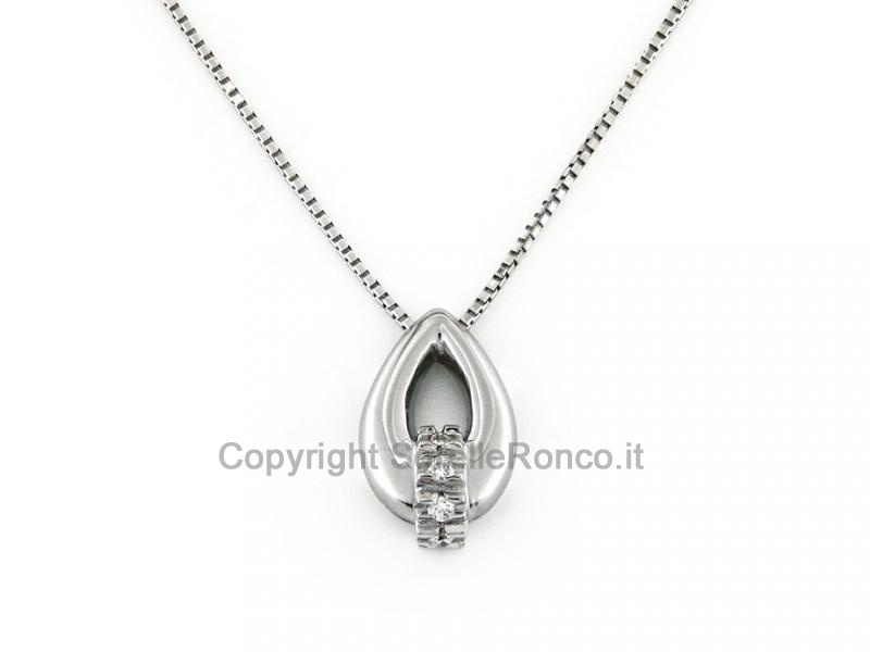 COLLANA CON PENDENTE GOCCIA E DIAMANTI