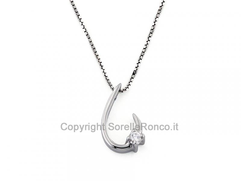 COLLANA IN ORO BIANCO E DIAMANTE 0.05 CT