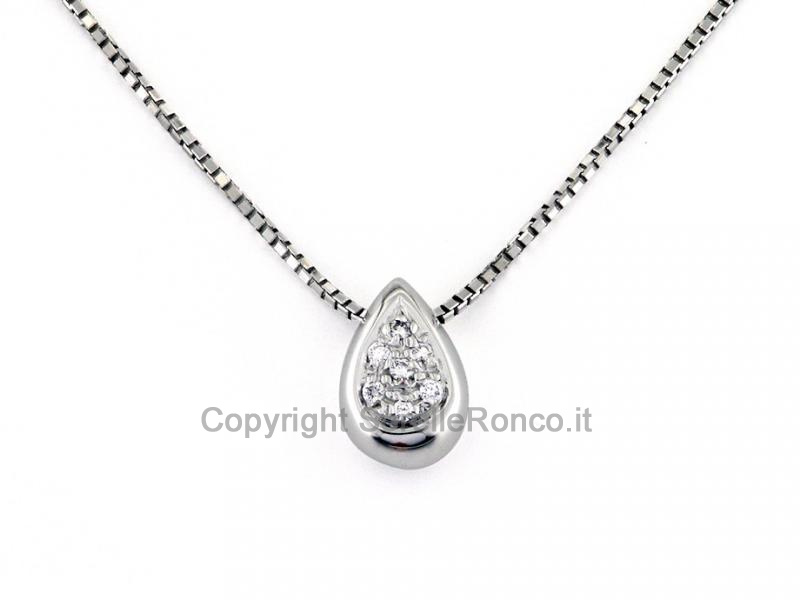 COLLANA ORO DIAMANTI E PENDENTE GOCCIA 