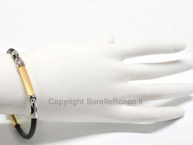 BRACCIALE UOMO CAUCCIÙ E ORO