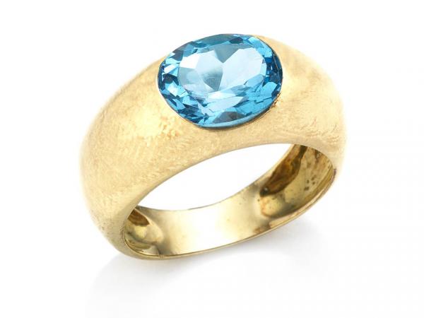CF01674 - Anello in Oro Giallo e Zircone Azzurro