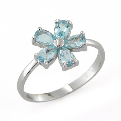 Anello a Fiori in Oro Bianco 18Kt e Zirconi 