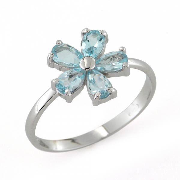 CF01676 - Anello a Fiori in Oro Bianco 18Kt e Zirconi 