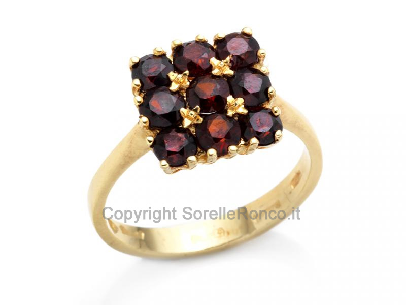 ANELLO MODERNO CON GRANATI ROSSI