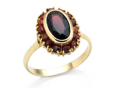 Anello Vintage Oro e Granati Rossi