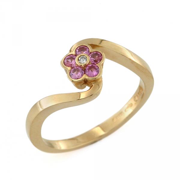 CF01693 - Anello Fiore in Oro Giallo e Zirconi 