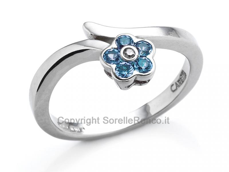ANELLO FIORE IN ORO BIANCO 18 KT
