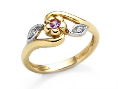Anello Fiore e Foglie in Oro Giallo 18Kt
