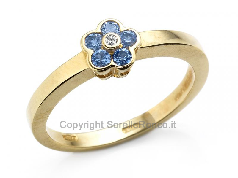 ANELLO VERETTA FIORE IN ORO BIANCO