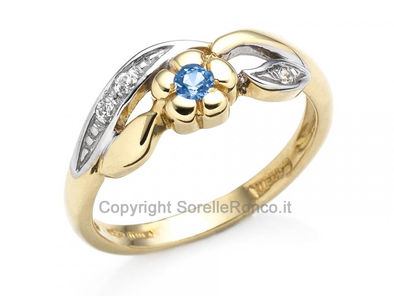 ANELLO FIORE E FOGLIE ORO 18KT