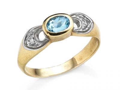 Anello in Oro Bicolor e Zircone Azzurro